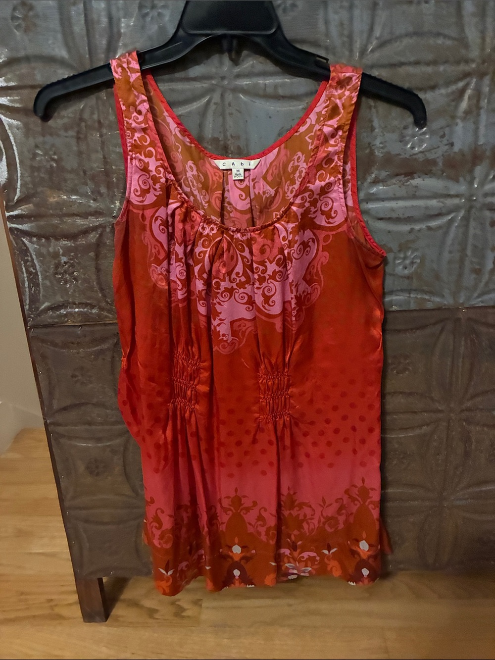 CAbi Red and Pink Scoop Neck Sleeveless Tank